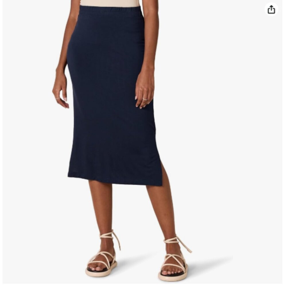 Amazon Essentials Women's Pull-On Knit Midi Skirt - Black - Medium